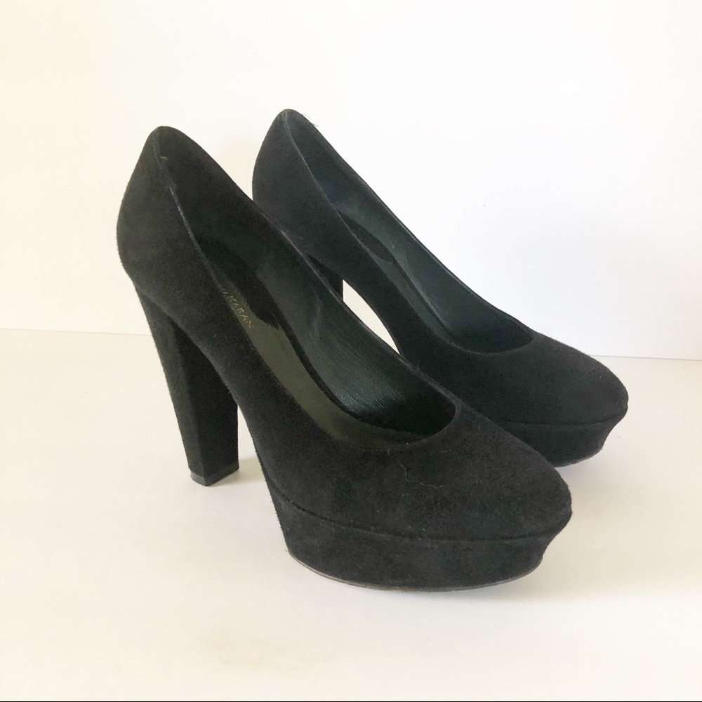 Donna Karan Collection Black Suede Platform Pumps - Picture 9 of 14